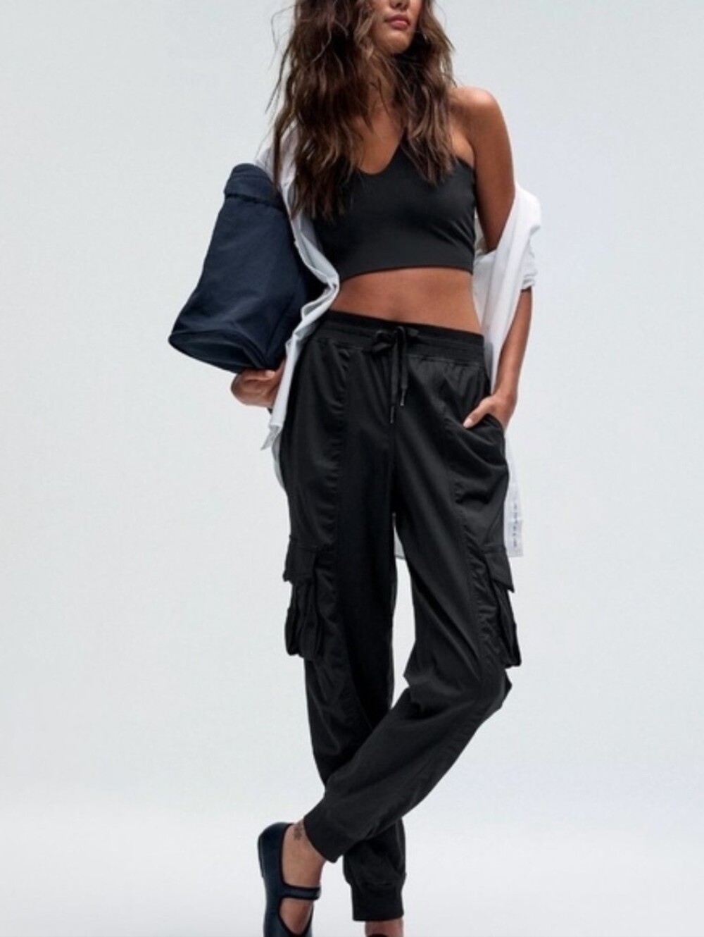 LULULEMON Dance Studio Relaxed-Fit Mid Rise Cargo Pant Black Size Medium